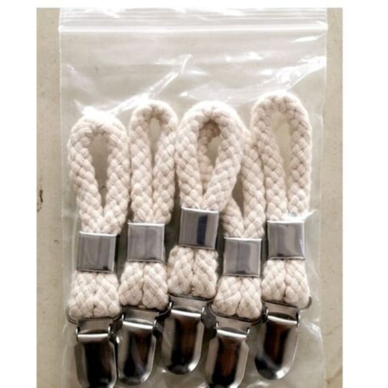 Metal Towel Clamps 5-Pack Kitchen Bathroom Towel Hooks with Braided Cotton Holder for Dishcloths
