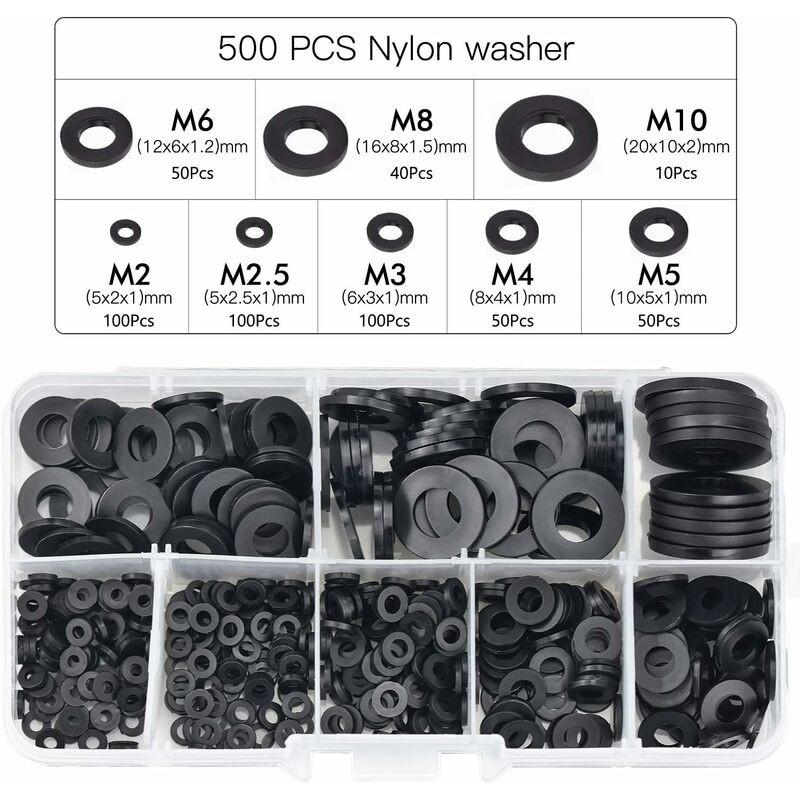 Black Plastic Lock Washers Fasteners Self-Locking Washer Assortment 500pcs M2.5 M3 M4 M5 M6 M8 M10.