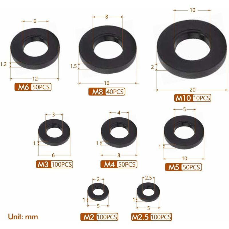 Black Plastic Lock Washers Fasteners Self-Locking Washer Assortment 500pcs M2.5 M3 M4 M5 M6 M8 M10.