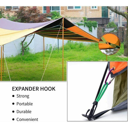 Rubber Straps with Hooks 16 Pieces Green, for Camping Tents, Tarpaulins, and Awnings.