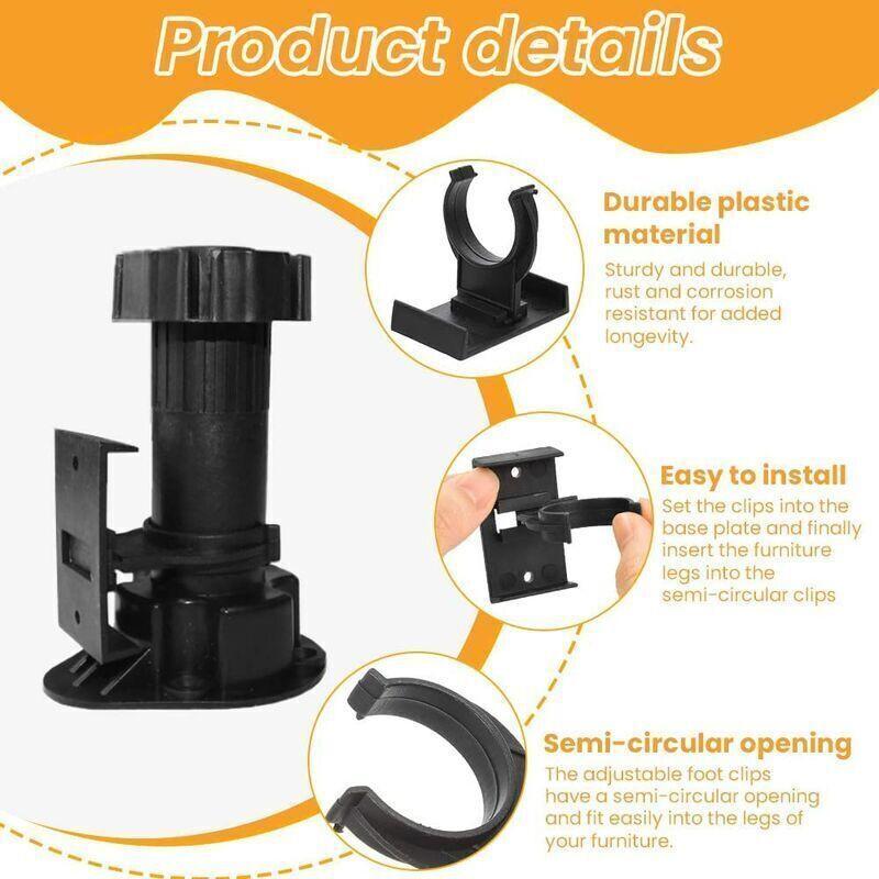 DEBUNS Furniture Foot Fixing Clamp, 20 Pcs 28mm to 32mm Screwable Plinth Clamp with 40 Screws for Kitchen Kick Plate.