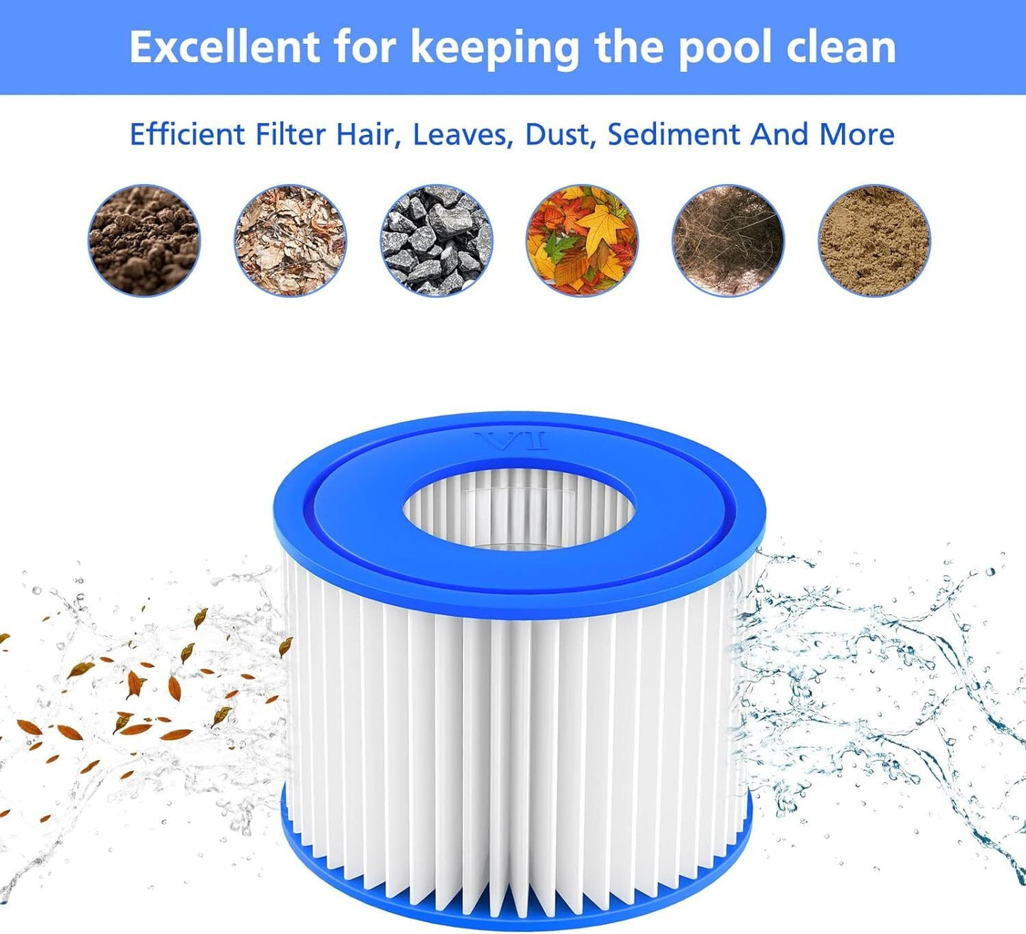 Lay-Z-Spa Filter Cartridge (VI), Compatible with All Lay-Z-Spa Hot Tubs 6pcs
