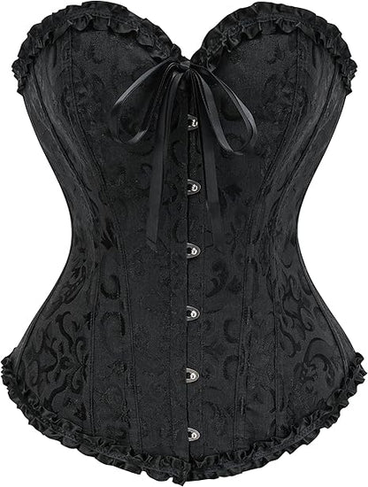 Corset Tops for Women, Bustier Shapewear Lingerie, Lace Waist Push Up Bodysuit black S