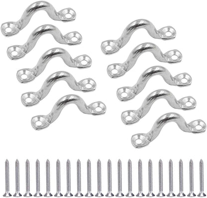 10Pcs M8 316 Stainless Steel Bimini Boat Top PAD Eye, Eye Straps, Tie Down, Kayak Deck Loops, Tie Down Anchor Point, Footman's Loop for Kayak Canoe Rigging.