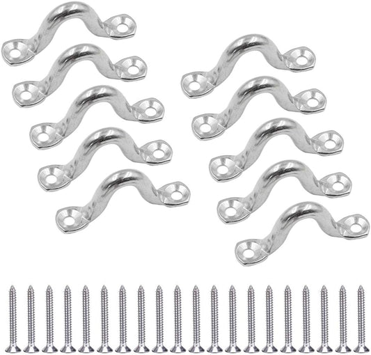 10Pcs M8 316 Stainless Steel Bimini Boat Top PAD Eye, Eye Straps, Tie Down, Kayak Deck Loops, Tie Down Anchor Point, Footman's Loop for Kayak Canoe Rigging.