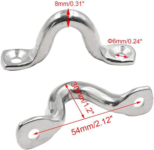 10Pcs M8 316 Stainless Steel Bimini Boat Top PAD Eye, Eye Straps, Tie Down, Kayak Deck Loops, Tie Down Anchor Point, Footman's Loop for Kayak Canoe Rigging.