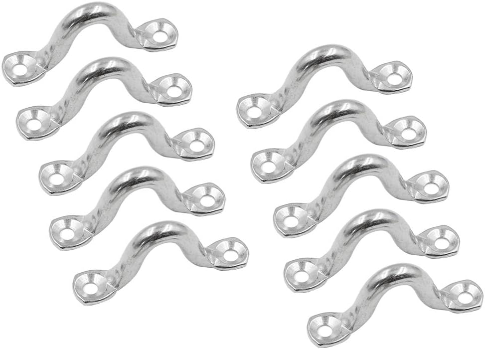 10Pcs M8 316 Stainless Steel Bimini Boat Top PAD Eye, Eye Straps, Tie Down, Kayak Deck Loops, Tie Down Anchor Point, Footman's Loop for Kayak Canoe Rigging.