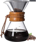 Pour Over Coffee Maker,Reusable Glass Coffee Pot Manual Dripper Brewer Hand Drip with Stainless Steel Filter for Home Travel (14 oz/400 ml).