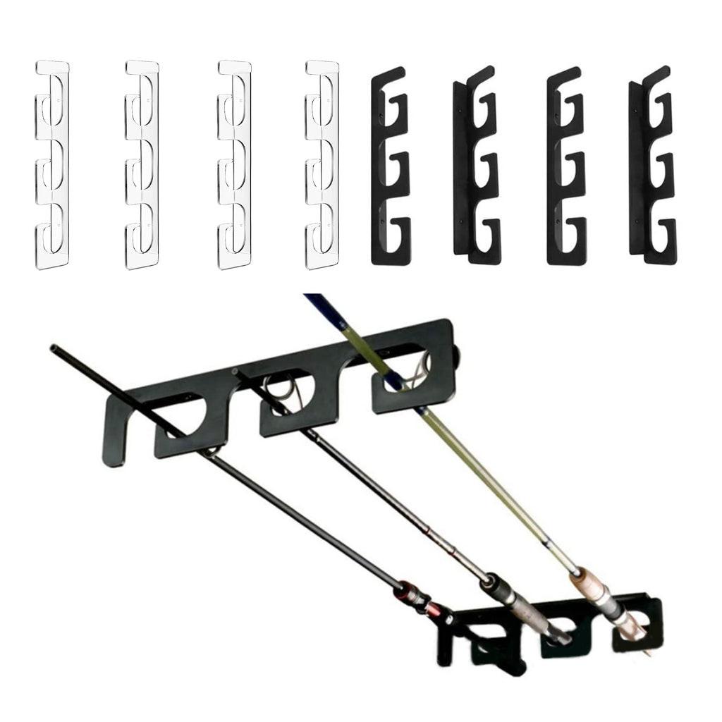 Fishing Rod Holders for Wall and Ceiling, Set of 6, 0.46 Size, Black, Garage Storage.