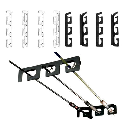 Fishing Rod Holders for Wall and Ceiling, Set of 6, 0.46 Size, Black, Garage Storage.