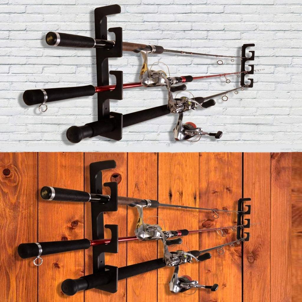 Fishing Rod Holders for Wall and Ceiling, Set of 6, 0.46 Size, Black, Garage Storage.