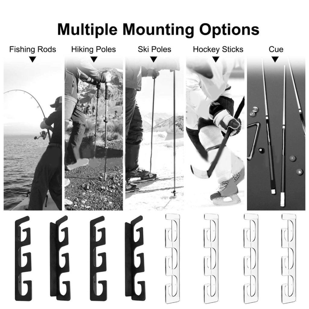 Fishing Rod Holders for Wall and Ceiling, Set of 6, 0.46 Size, Black, Garage Storage.
