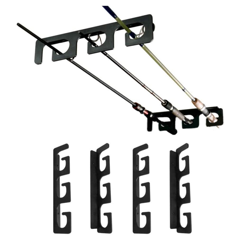 Fishing Rod Holders for Wall and Ceiling, Set of 6, 0.46 Size, Black, Garage Storage.