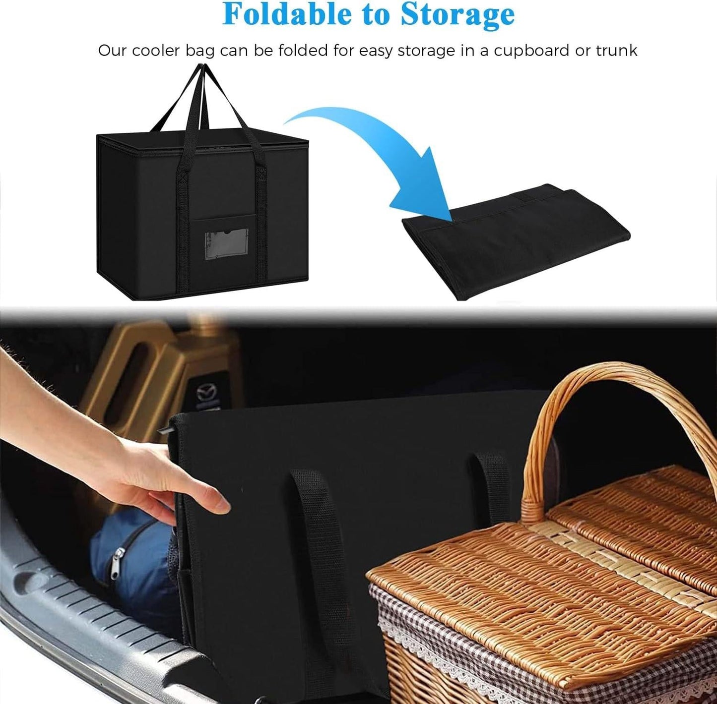 40L Soft Cooler Bag - Large Insulated Picnic Bag, Thermal Food Delivery Grocery Bag.
