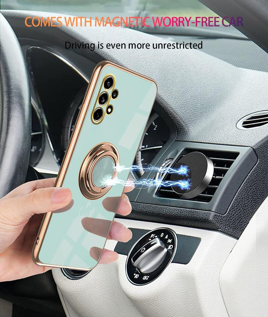 Compatible with Samsung Galaxy A32 5G Green Case, 360 Magnetic Protection Shockproof Car Holder Case.