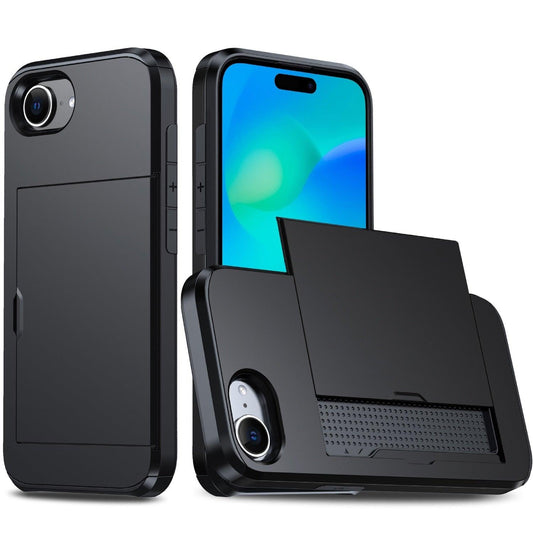 iPhone 16E Case with Card Holder Black | Compatible with iPhone 16E.