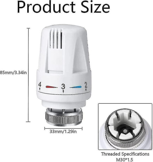 Thermostatic Head Replacement Compatible with M 30 X 1.5 Radiator Valve 4 Parts Antifreeze.