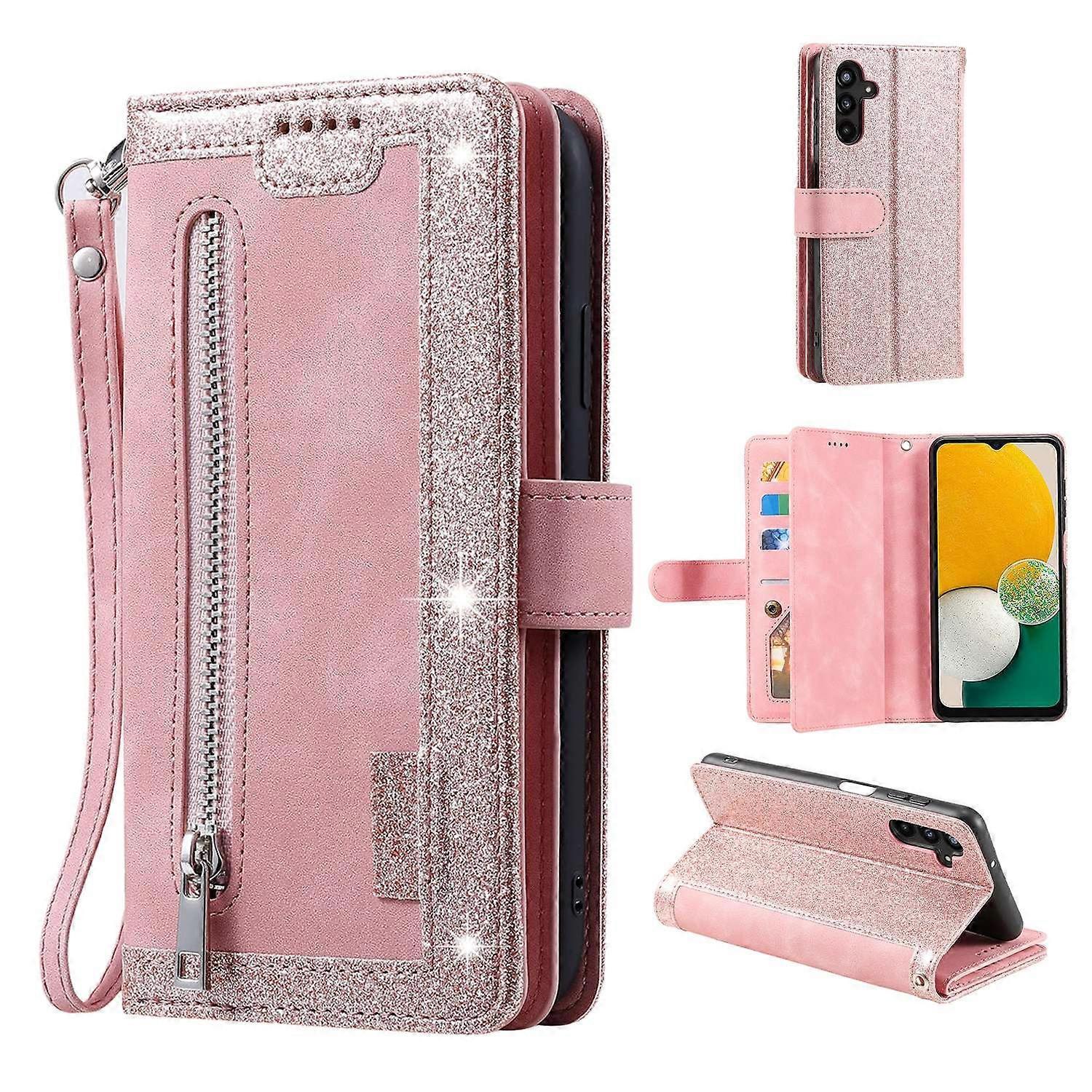 Compatible with Samsung Galaxy S25 Case Compatible PU Leather Zipper Wallet Phone Case with 9 Card Slots.