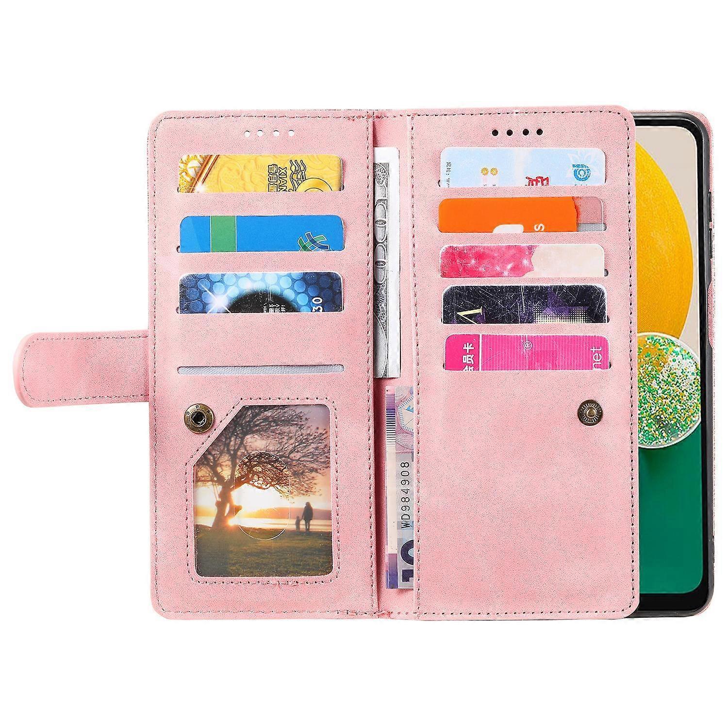 Compatible with Samsung Galaxy S25 Case Compatible PU Leather Zipper Wallet Phone Case with 9 Card Slots.