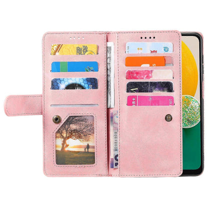 Compatible with Samsung Galaxy S25 Case Compatible PU Leather Zipper Wallet Phone Case with 9 Card Slots.