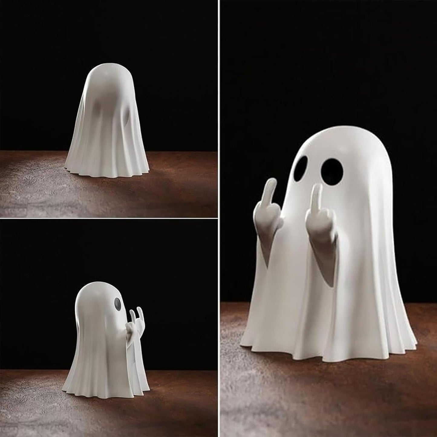 Halloween Resin Middle Finger Ghost Decorations 8CM Pink Pumpkin Ghost with Spranks for Garden and Crafts