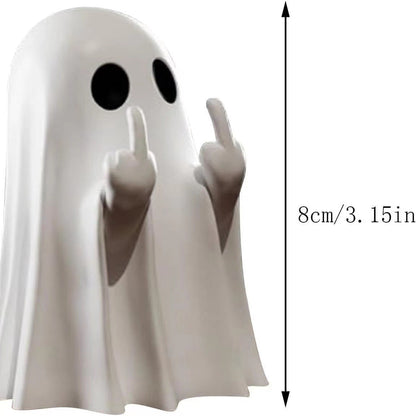 Halloween Resin Middle Finger Ghost Decorations 8CM Pink Pumpkin Ghost with Spranks for Garden and Crafts