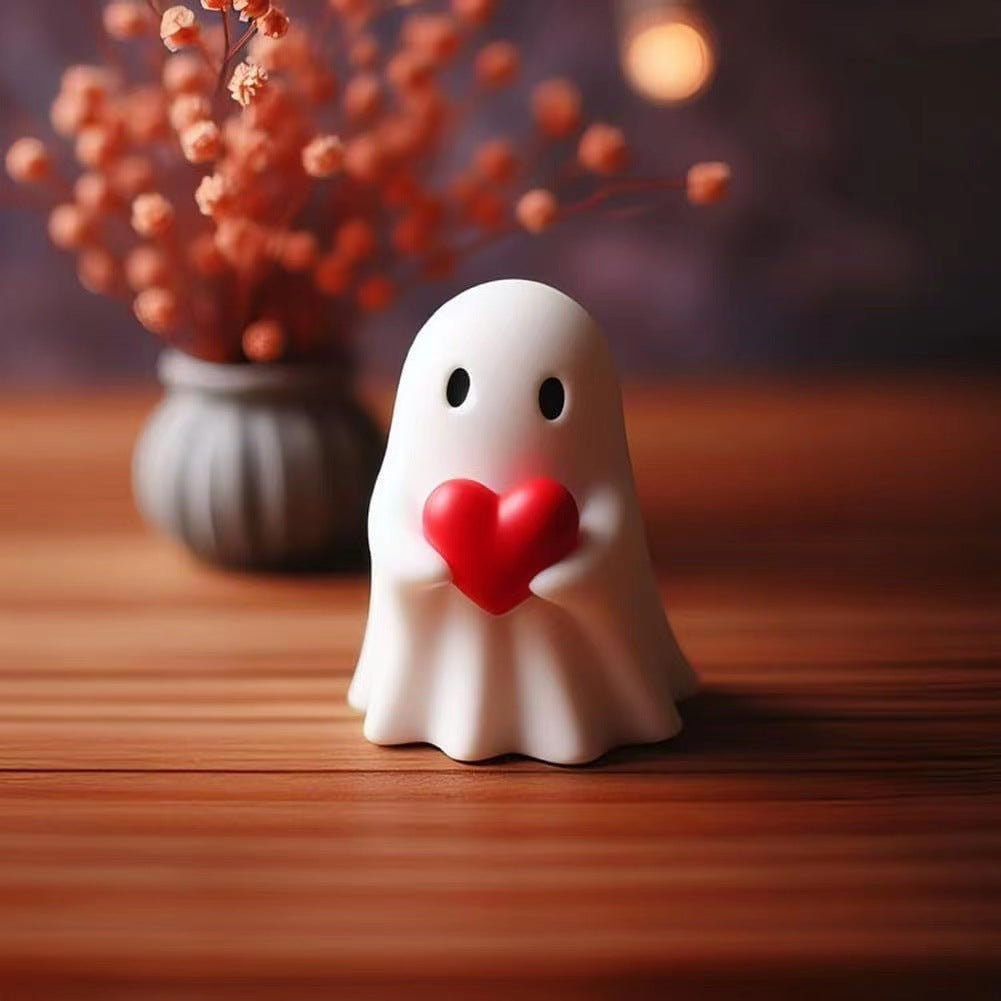 Halloween Resin Middle Finger Ghost Decorations 8CM Pink Pumpkin Ghost with Spranks for Garden and Crafts
