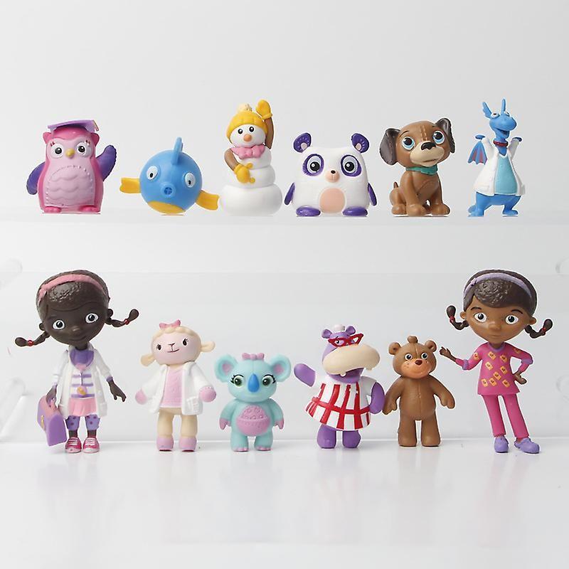 Doc McStuffins Toys 12pcs Set Figures with Lambie Hallie Chilly Dolls Compatible with Disney.