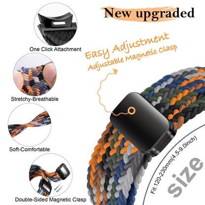 Compatible withSamsung Galaxy Watch 6 5 4 Classic Pro Magnetic Braided Strap 40mm 43mm 44mm 45mm 47mm Space Gray Band