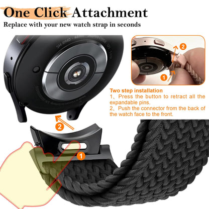 Compatible withSamsung Galaxy Watch 6 5 4 Classic Pro Magnetic Braided Strap 40mm 43mm 44mm 45mm 47mm Space Gray Band