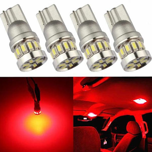 T10 w5w Canbus Red 4-pack LED bulbs 12v / 24v Red Red.