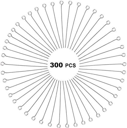 304 Stainless Steel Open Eye Pins for Jewelry Making, 4cm 300pcs Silver.
