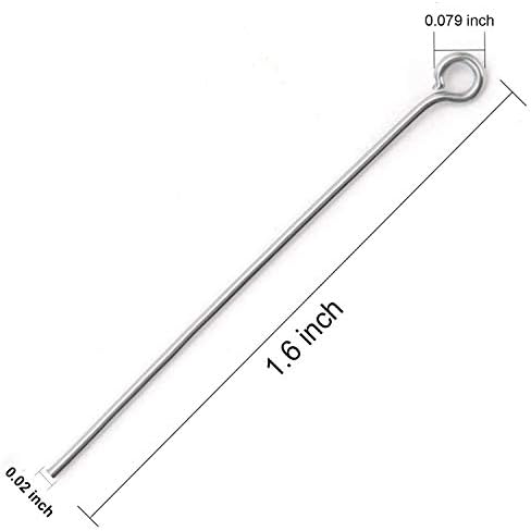 304 Stainless Steel Open Eye Pins for Jewelry Making, 4cm 300pcs Silver.