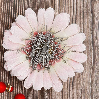 304 Stainless Steel Open Eye Pins for Jewelry Making, 4cm 300pcs Silver.