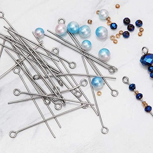 304 Stainless Steel Open Eye Pins for Jewelry Making, 4cm 300pcs Silver.