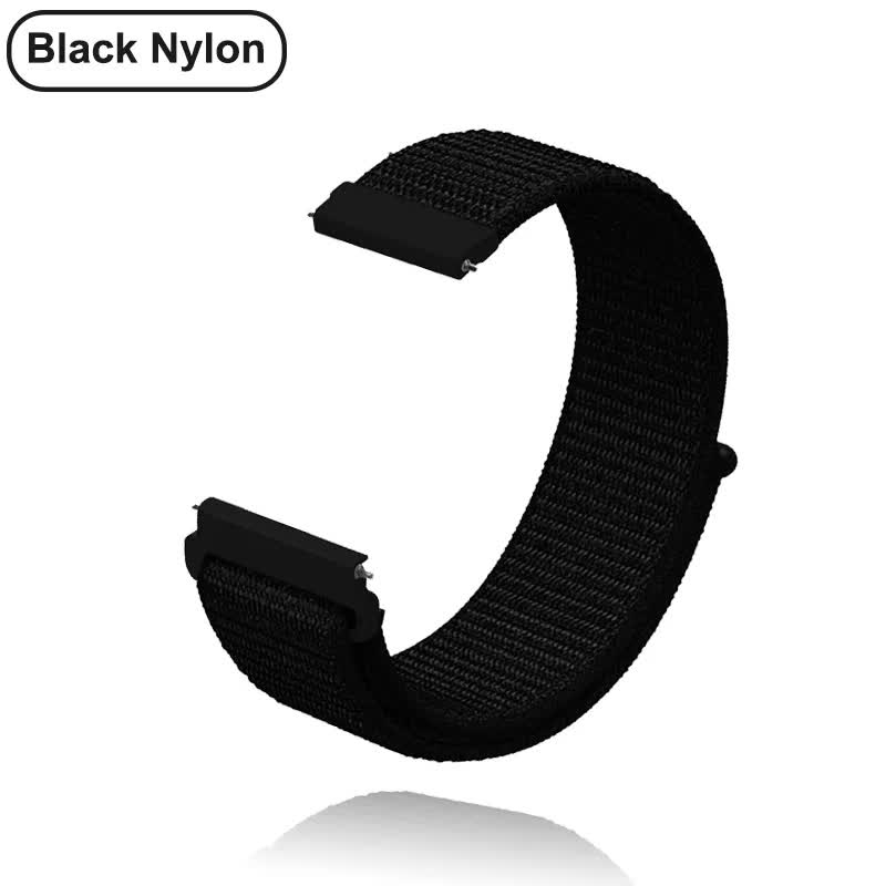 New 18mm 20mm 22mm Watch Strap for Garmin Venu 2S Bracelet Vivoactive 3 4S 4 Forerunner 245 645 Galaxy Watch 4 Classic 42 46mm Black Nylon 20mm.