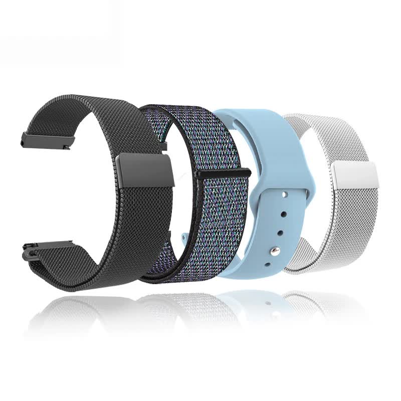New 18mm 20mm 22mm Watch Strap for Garmin Venu 2S Bracelet Vivoactive 3 4S 4 Forerunner 245 645 Galaxy Watch 4 Classic 42 46mm Black Nylon 20mm.
