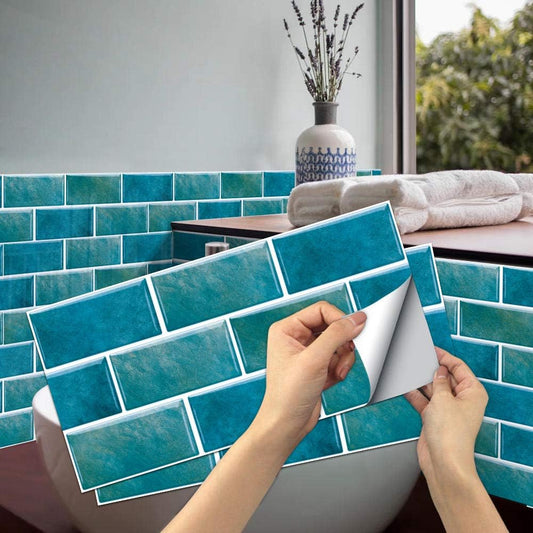 18 Sheet Peel and Stick Tile Backsplash Self Adhesive Removable Stick On Kitchen Backsplash Tiles 3D Vintage Wall Tiles Design Peacock Blue 5 91x11 81 inch