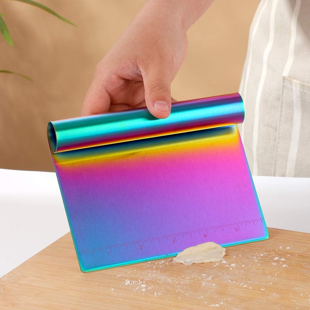 Pastry Bench Scraper,Scraper with measurements,Stainless Steel Chopper,Sharp Flakes&Non-stick,for Chocolate Cakes, Pastry/Cinnamon Rolls/Dinner Rolls/Pizza/Pasta (symphony)