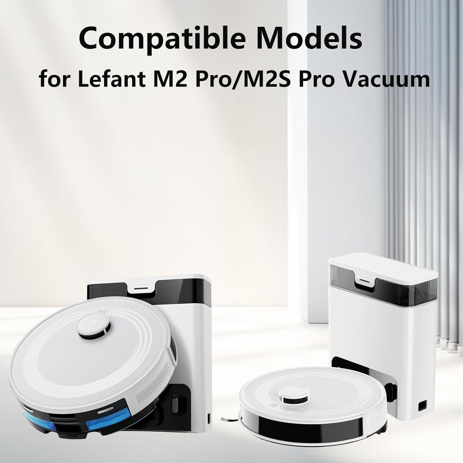 20 Pack Accessories Kit for Lefant M2 Pro / M2S Pro Vacuum Cleaner, 1 Main Brush, 6 Side Brushes, 4 Filters, 4 Mop Pads, 4 Dust Bags, 1 Cleaning Tool.