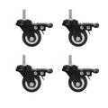 4Pcs 1.5 Inch Heavy Duty Caster Wheels Swivel Casters with Brake and M8 Threaded Stem, Loading 50kg/110lbs Black Rubber.