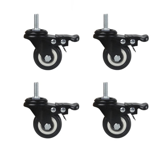 4Pcs 1.5 Inch Heavy Duty Caster Wheels Swivel Casters with Brake and M8 Threaded Stem, Loading 50kg/110lbs Black Rubber.