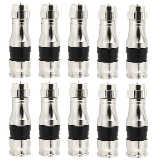 RG11 Connectors 10 Pack,F Type Connectors,RG11 Coax Cable Compression Fitting with Weather Seal O Ring.