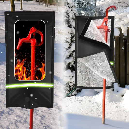 Insulated Outdoor Faucet Covers, 28âH x 15âW Reusable Easy On Cover Sock with Reflect Strip for Winter RV Park Yard Hydrant Freeze Protection Outside Water Spigot Sprinkler.
