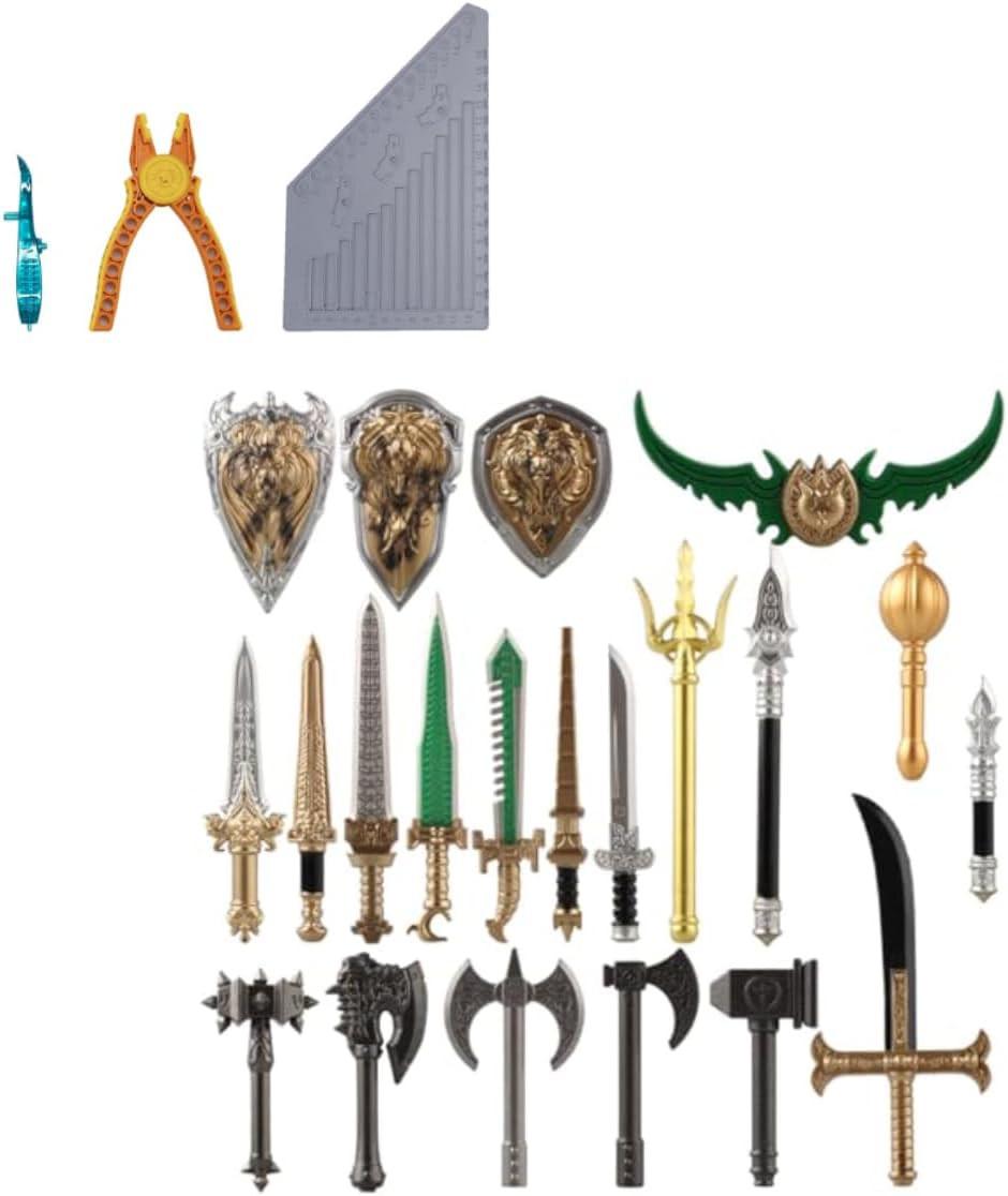 Medieval Weapon Pack Military Weapon Medieval Swords Sabers Bricks, Military Soldier Weapons Accessories Pack Kits, DIY Assembly Building Blocks - 21 Pieces.