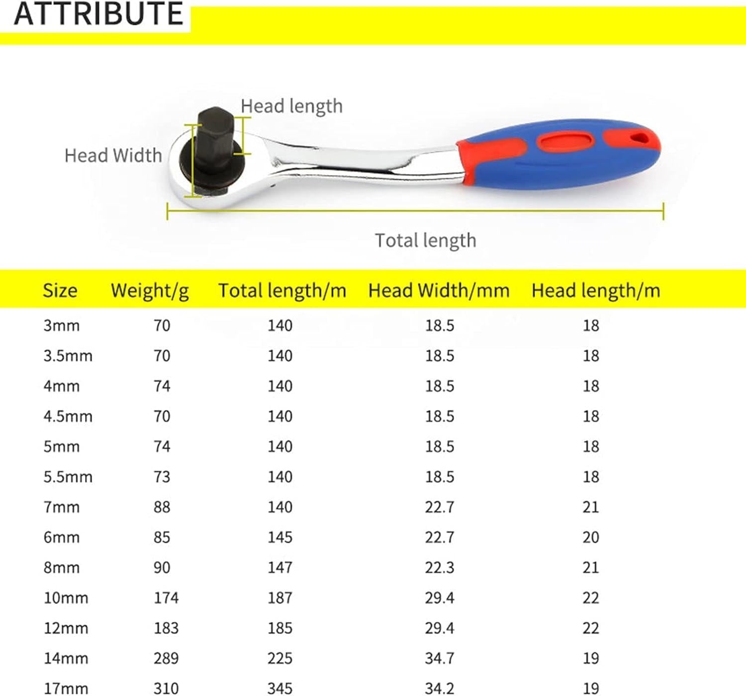 Wrench Sets, 1pcs Reversible Ratchet Allen Key Wrench, Ratcheting Hex Bolt Spanner with Soft Rubber Handle 4mm 5mm 6mm 8mm 10mm 12mm 14mm 17mm (Size : 8mm).