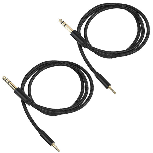 2 Pack 1/8 to 1/4 Stereo Audio Cable, 3.5mm TRS to 6.35mm Audio Cable 4Ft Stereo Cable Braided Hi-Fi Sound Bidirectional Stereo Audio Adapter Jack for Home Theater Devices Guitar Laptop and Amplifiers.