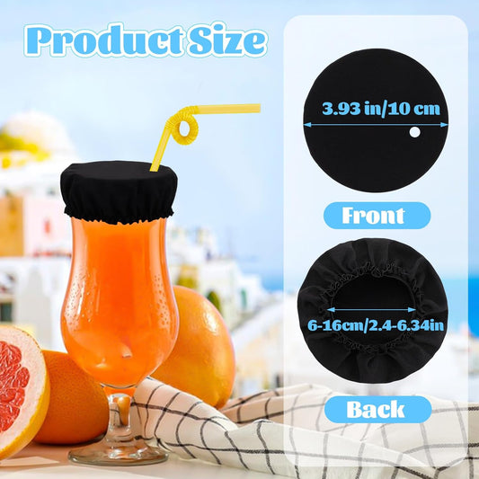 15Pcs Drink Cover Scrunchies with Straw Hole, Reusable Spiking Prevention Scrunchie Cup Drinks Protection Bottle Cap Washable Elastic Protector for Women Girl Bar Club Party