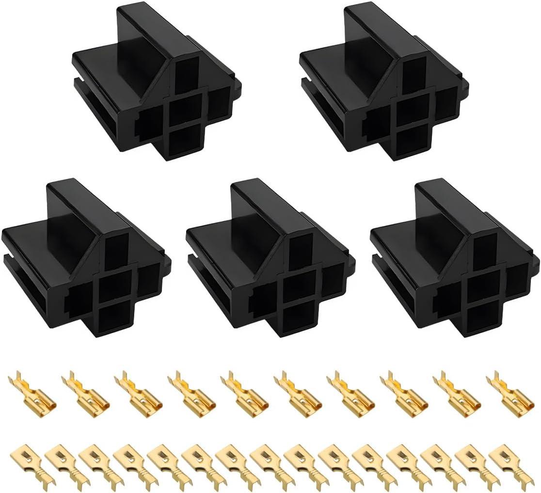 5 PCS Pin Relay Connectors, 12V Socket 30Amp/40Amp Connector with 6.3mm Terminals, Automotive Terminal Relays Case Holder for Cars Trucks SUVs, Car Accessories.