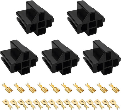 5 PCS Pin Relay Connectors, 12V Socket 30Amp/40Amp Connector with 6.3mm Terminals, Automotive Terminal Relays Case Holder for Cars Trucks SUVs, Car Accessories.